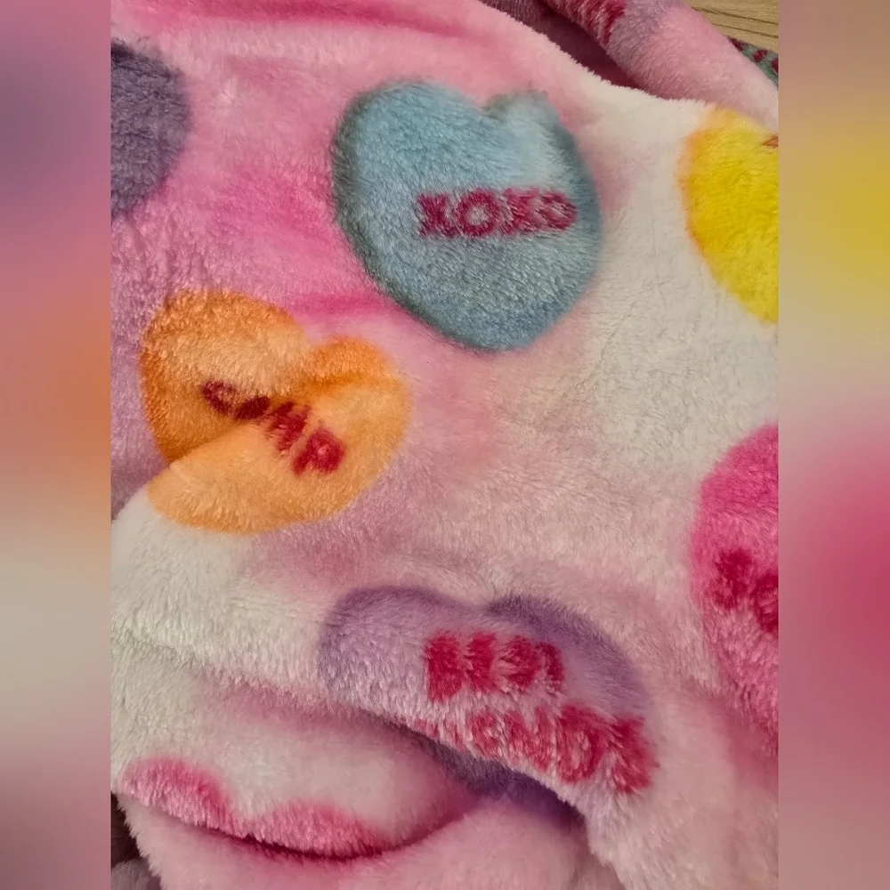 Conversational Hearts Valentine's Day Cozy Plush Microfleece Throw Blanket
